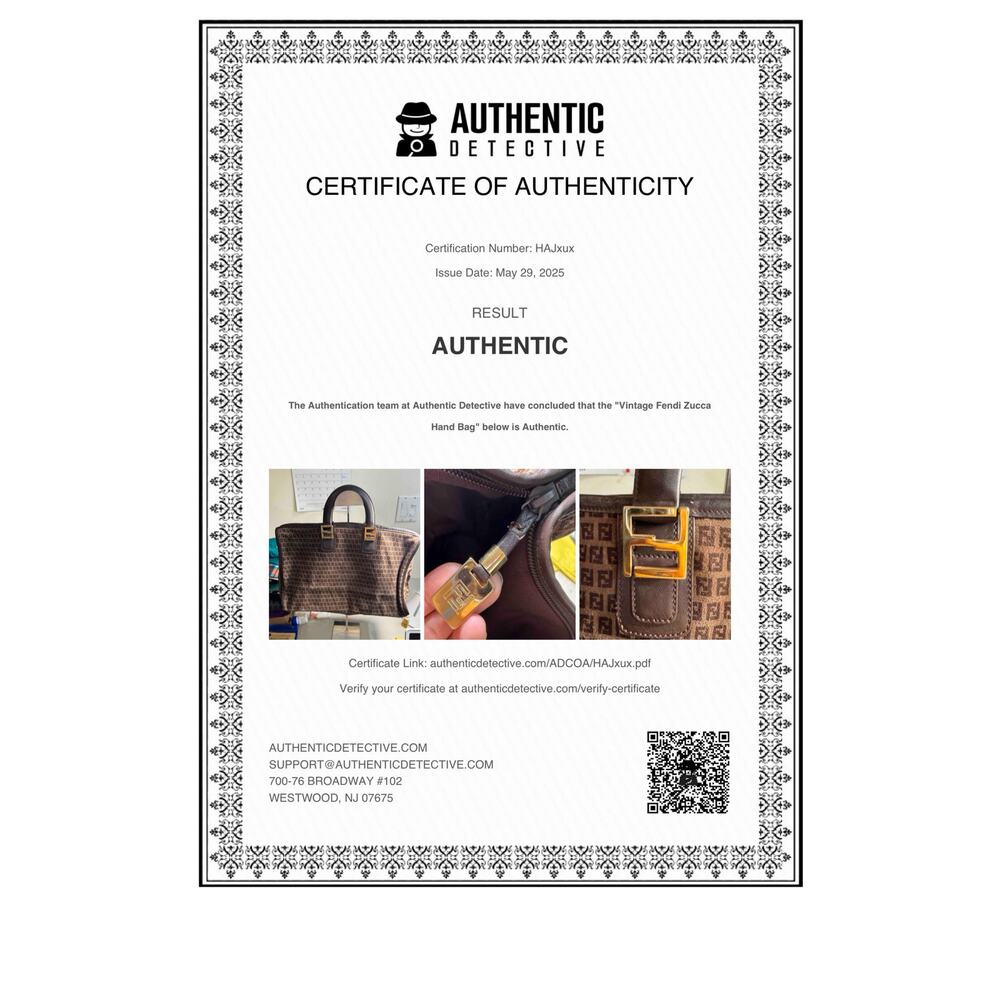 AUTH Fendi Suede Satchel FF Monogram Tote Bag w/COA Italy VTG Y2K Luxury RARE - Picture 8 of 12